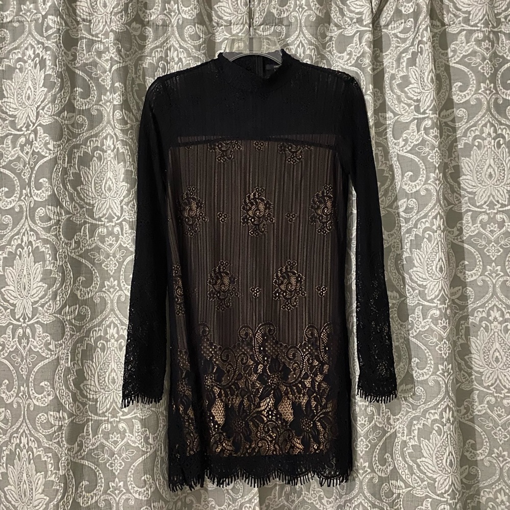 forever 21 mock neck black lace dress